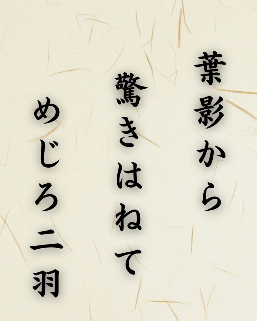 末吉俳句日記「葉影から 驚きはねて めじろ二羽」俳句テキスト画像
