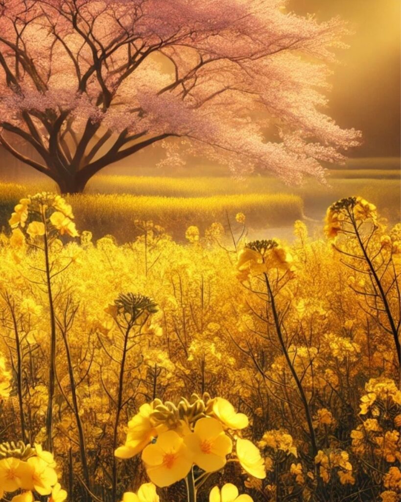 末吉俳句日記「菜の花や 横眼に桜 露はらい」俳句イメージ画像