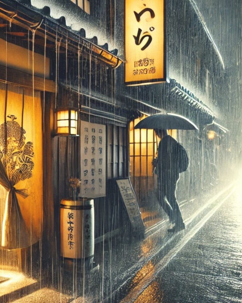 末吉俳句日記「はるあらし 雨風しのぎ のれんまで」俳句イメージ画像