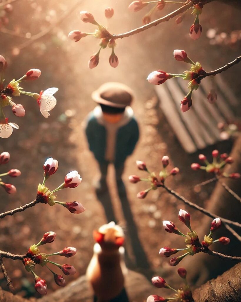 末吉俳句日記「老桜　見頃たずねて　胴芽吹く」俳句イメージ画像
