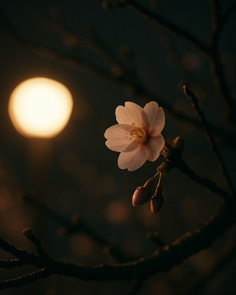末吉俳句日記「初桜　一りほころぶ　せつなさよ」俳句イメージ画像
