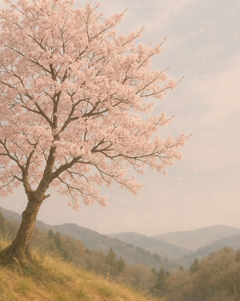 末吉俳句日記「風吹けば　故郷の桜　あはれけり」俳句イメージ画像
