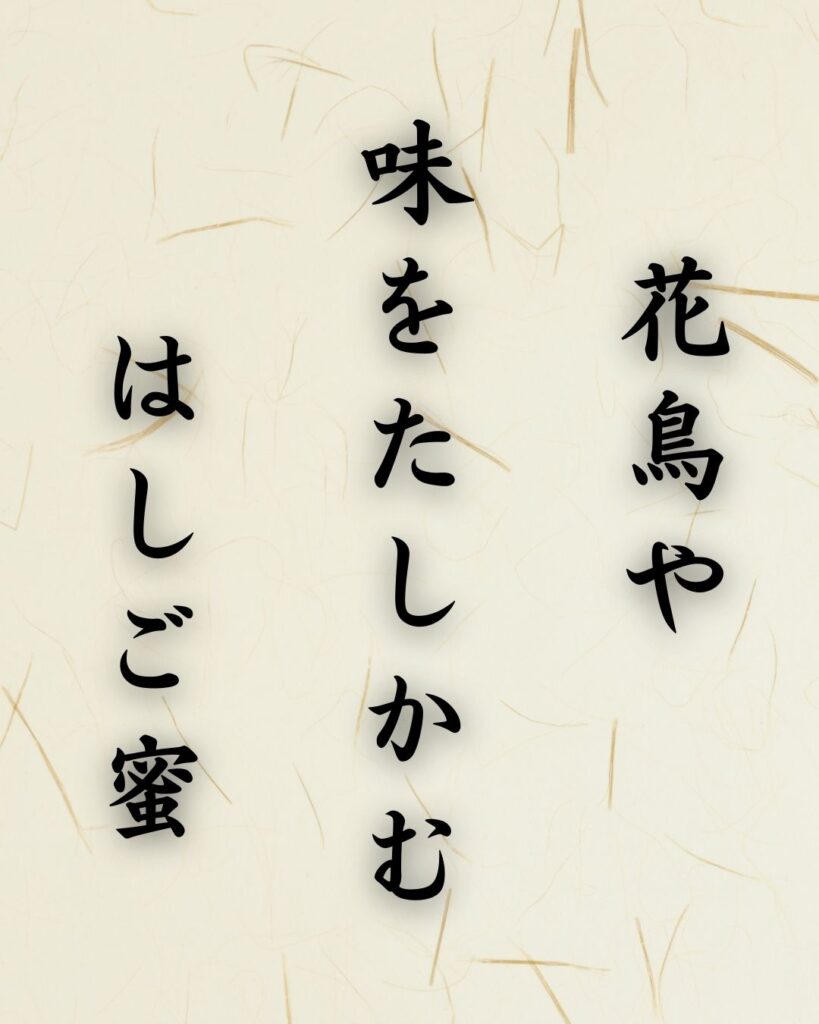 末吉俳句日記「花鳥や 味をたしかむ はしご蜜」俳句テキスト画像