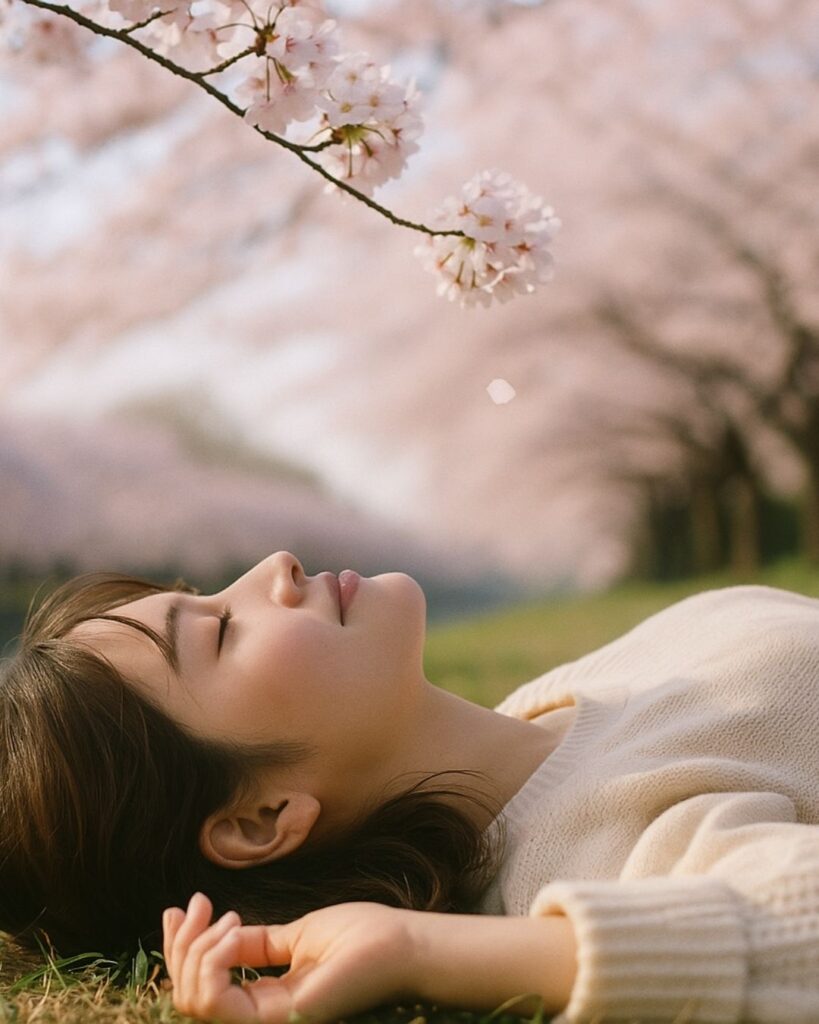 末吉俳句日記「寝転んで ゆらり桜の 子守唄」俳句イメージ画像