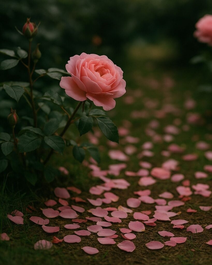 末吉俳句日記「薔薇散りぬ 舞いて静けさ そのままに」俳句イメージ画像