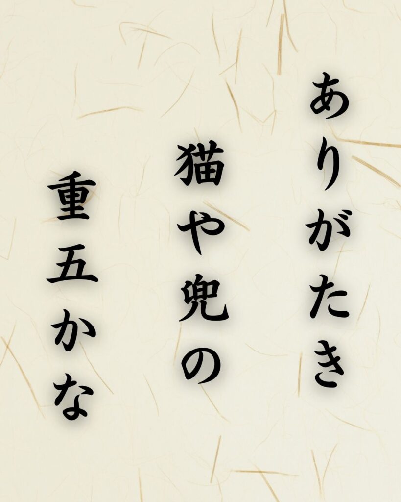 末吉俳句日記「ありがたき 猫や兜の 重五かな」俳句テキスト画像