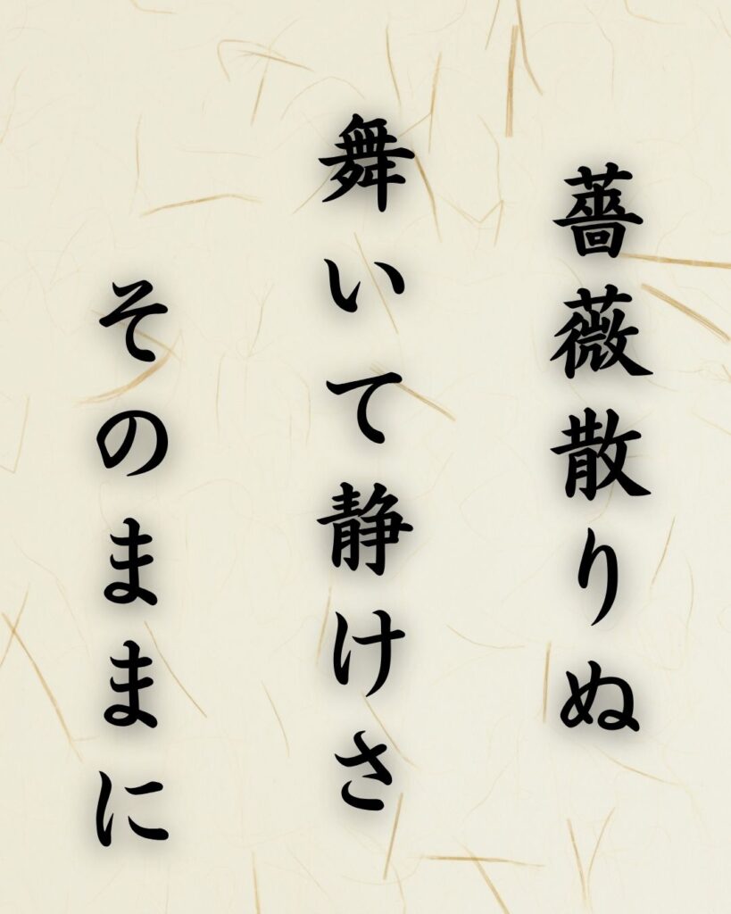 末吉俳句日記「薔薇散りぬ 舞いて静けさ そのままに」俳句テキスト画像