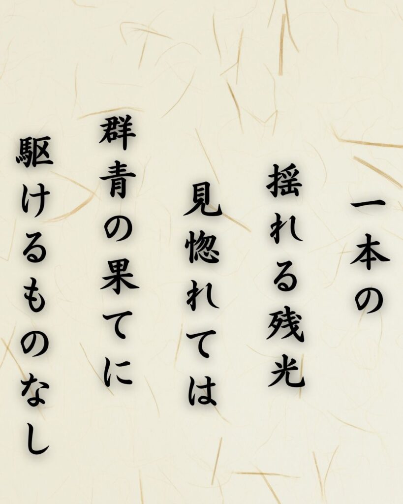わたぼうし短歌帖「一本の 揺れる残光 見惚れては
群青の果てに 駆けるものなし」短歌テキスト画像