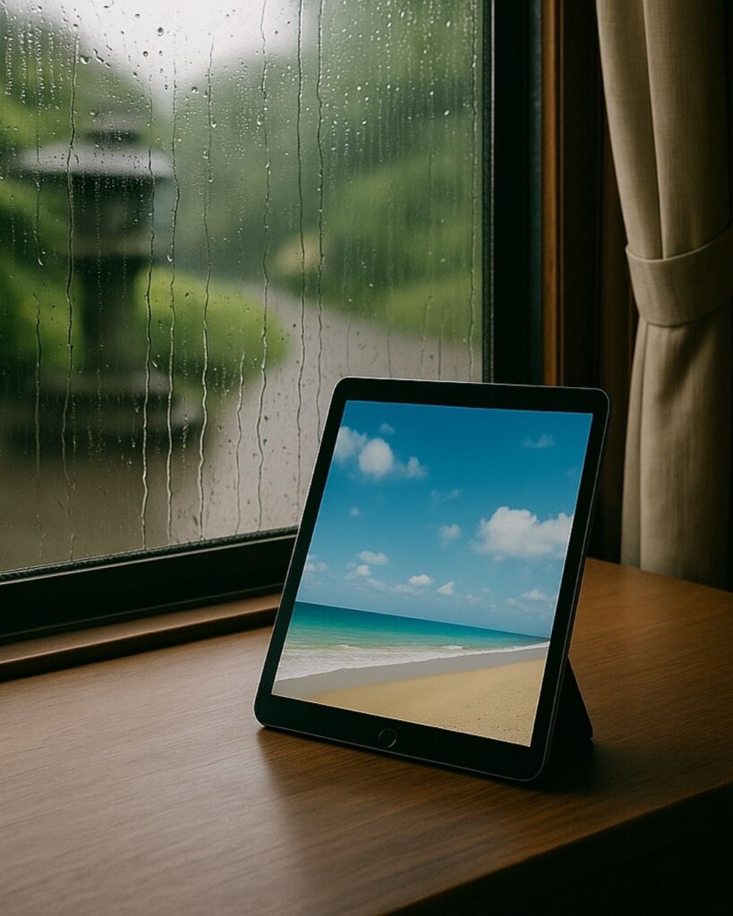 末吉俳句日記「晴天を 映す窓見て 梅雨籠り」俳句イメージ画像