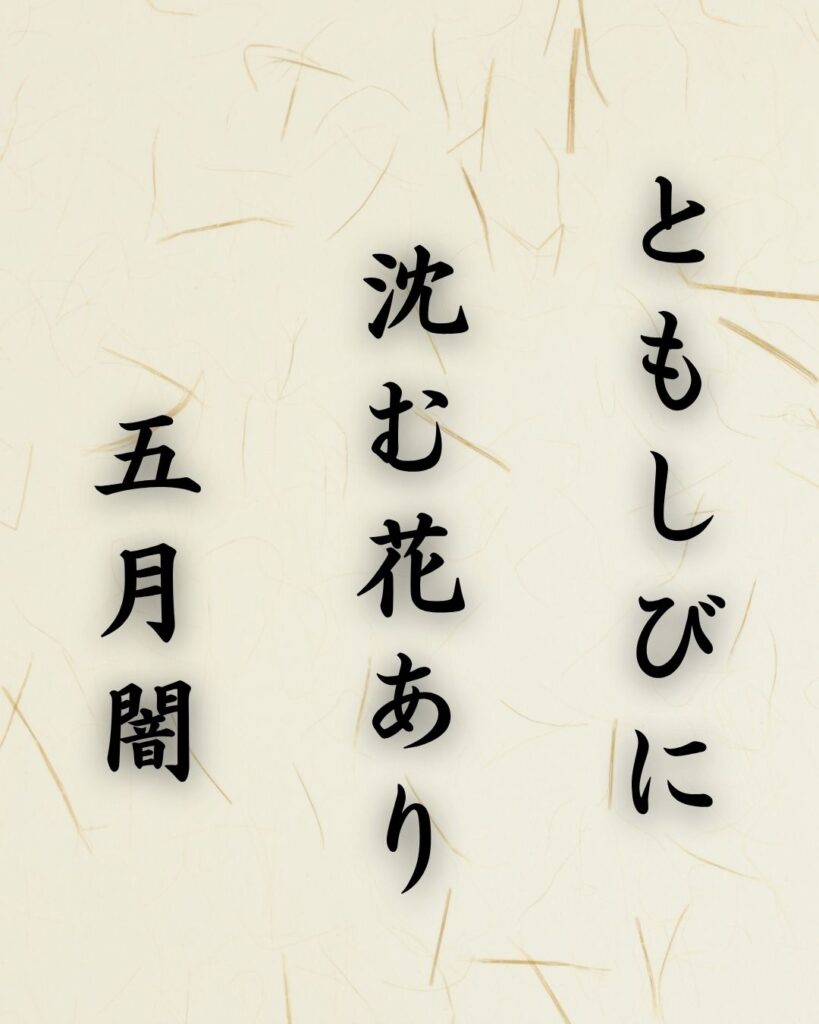 末吉俳句日記「ともしびに 沈む花あり 五月闇」俳句イメージ画像