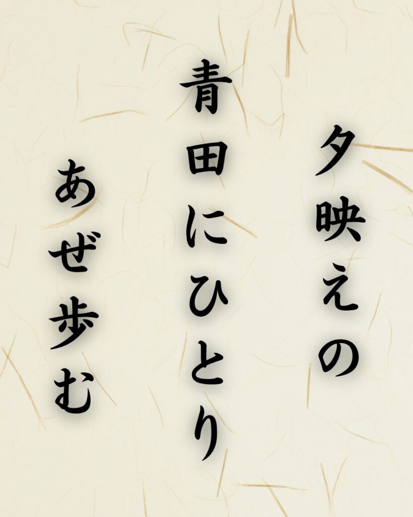 末吉俳句日記「夕映えの 青田にひとり あぜ歩む」俳句テキスト画像