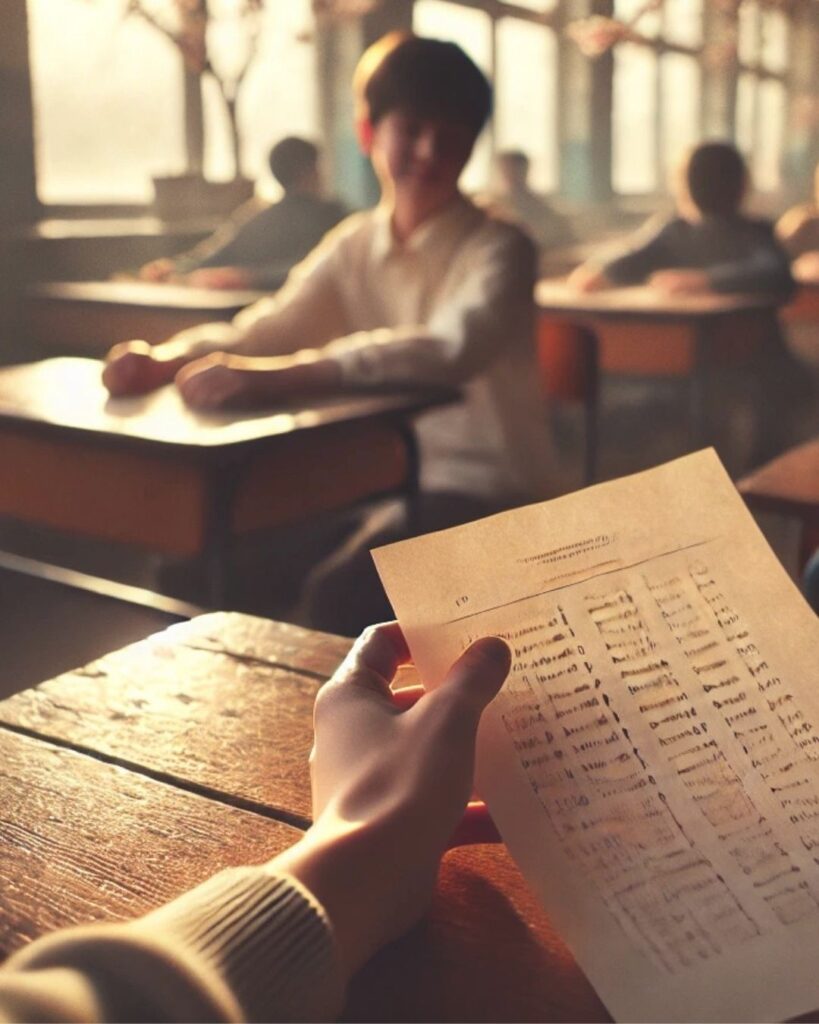 わたぼうし短歌帖「うしろむく プリント渡す 瞬間の
指先ふれるか 明日の思い出」短歌イメージ画像