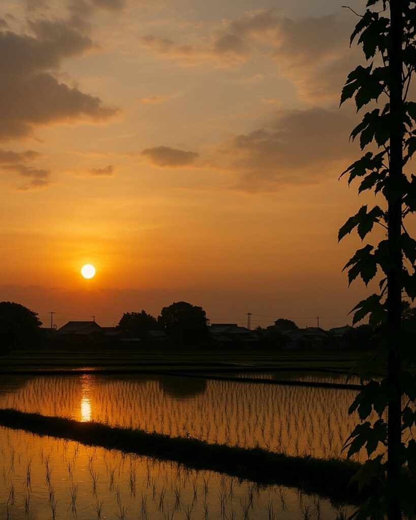 わたぼうし短歌帖「昨日の　過ぎしことわり　時走り
夏至の声聞く　今日の夕暮れ」短歌イメージ画像