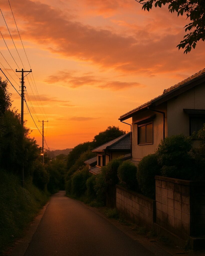 末吉俳句日記「夕焼けに しずむがごとく あの小径」俳句イメージ画像