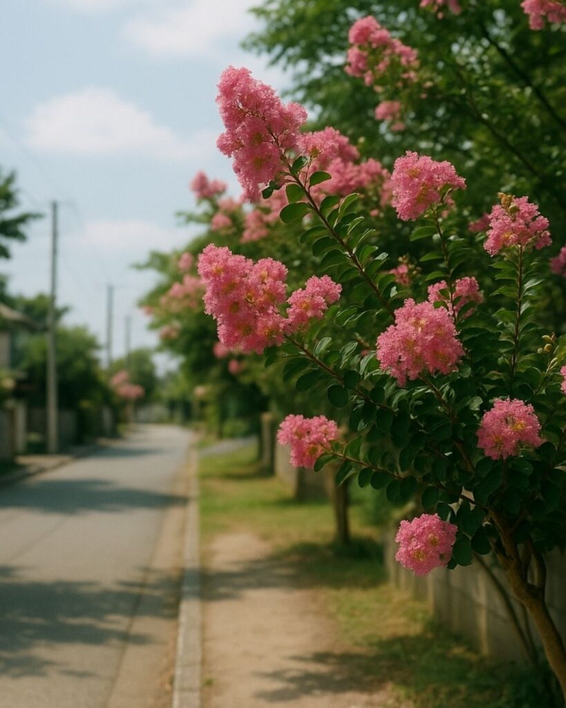 末吉俳句日記「百日紅　暑き盛りを　花添えて」俳句イメージ画像