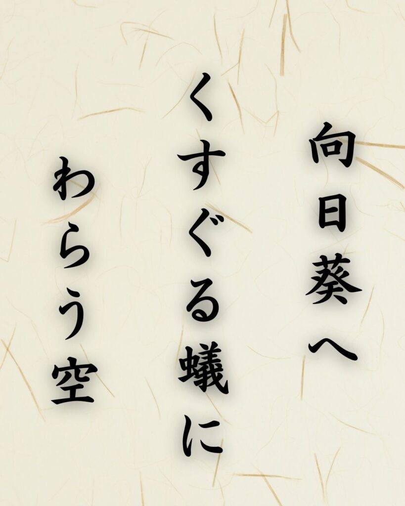 末吉俳句日記「向日葵へ くすぐる蟻に わらう空」俳句イメージ画像