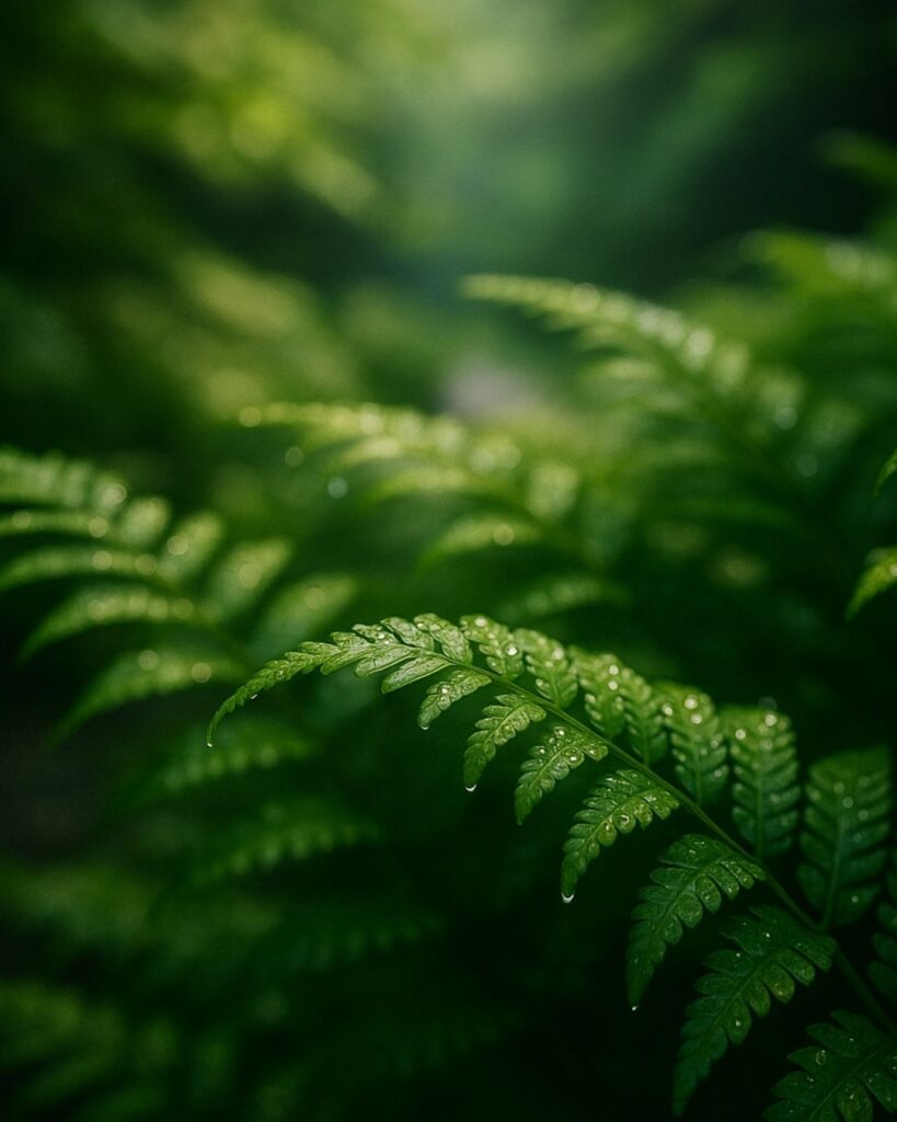 わたぼうし短歌帖「鎌倉の 青羊歯とどめ 緑波
揺れる葉先は 息をひそめて」短歌イメージ画像