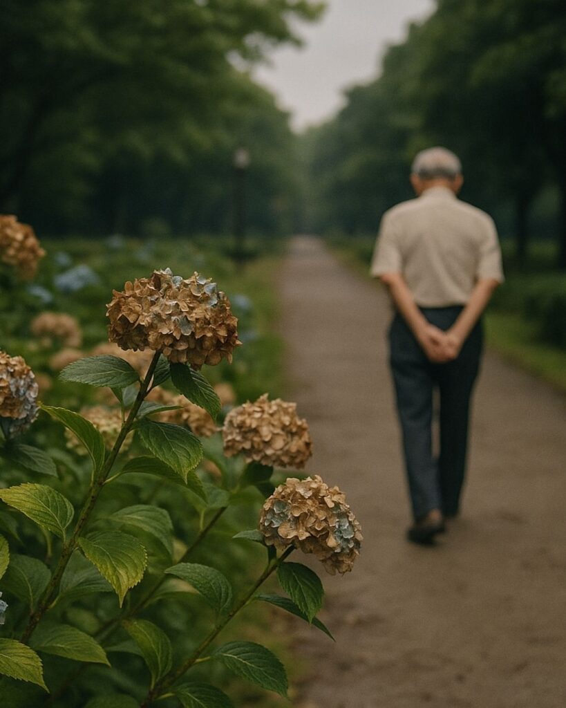わたぼうし短歌帖「あの花の 咲きしひととき 七変化
人も花さえ この世儚き」短歌イメージ画像