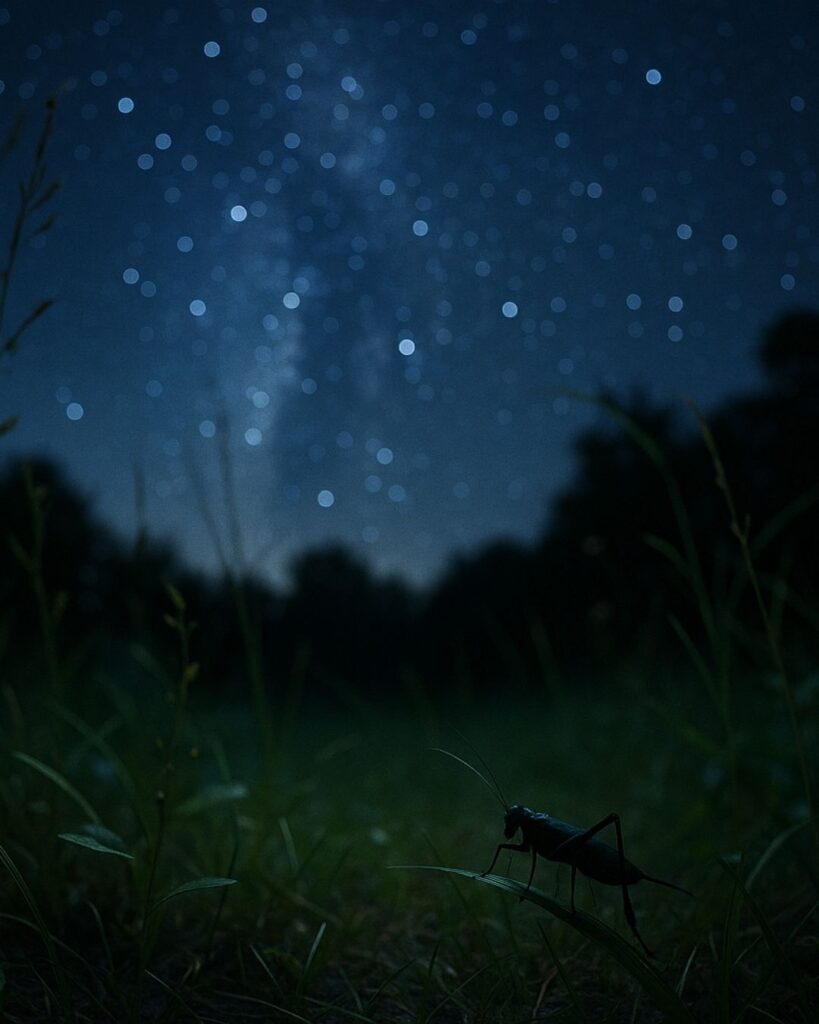 末吉俳句日記「こおろぎや　星をみつめて　つぶやけり」俳句イメージ画像