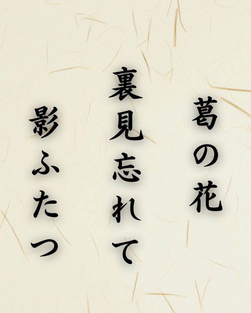 末吉俳句日記「葛の花　裏見忘れて　影ふたつ」俳句テキスト画像