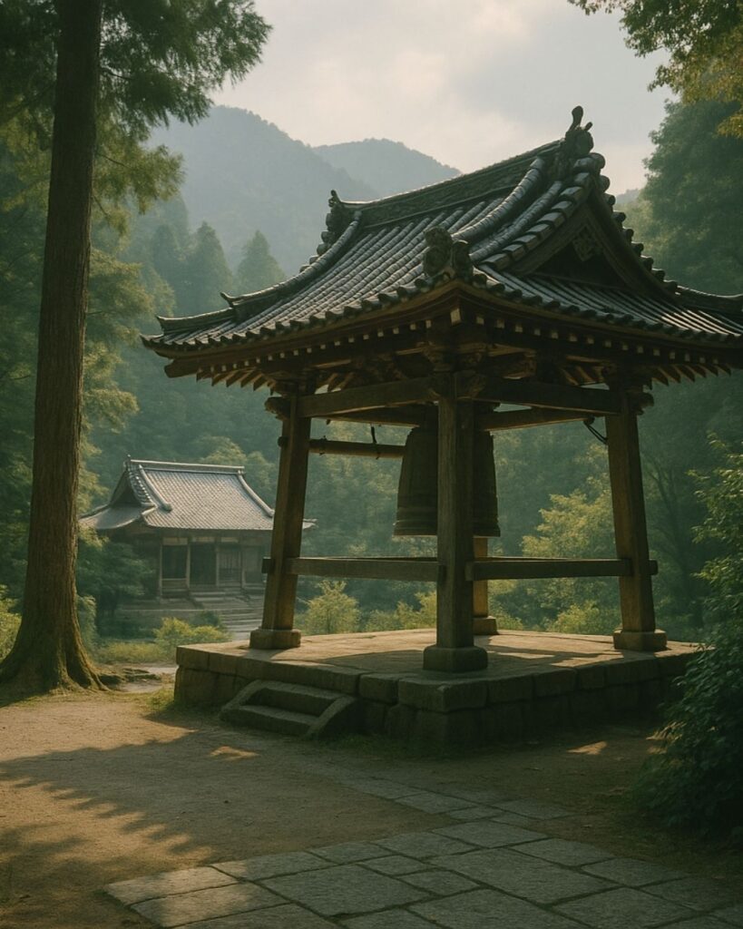 わたぼうし短歌帖「山々を 渡りつたえて 鐘ひびく
蝉も鳴きやむ まひるの祈り」短歌イメージ画像
