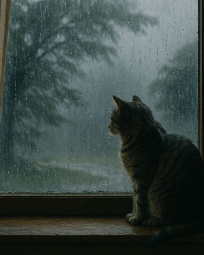 末吉俳句日記「台風や 世界をよそに 猫ひとり」俳句イメージ画像