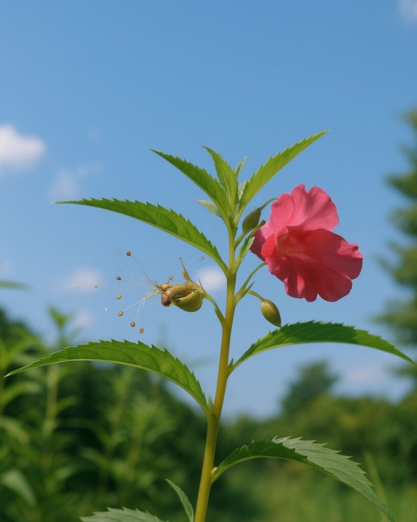 末吉俳句日記「青空に はぜるこゑ聴く 鳳仙花」俳句イメージ画像
