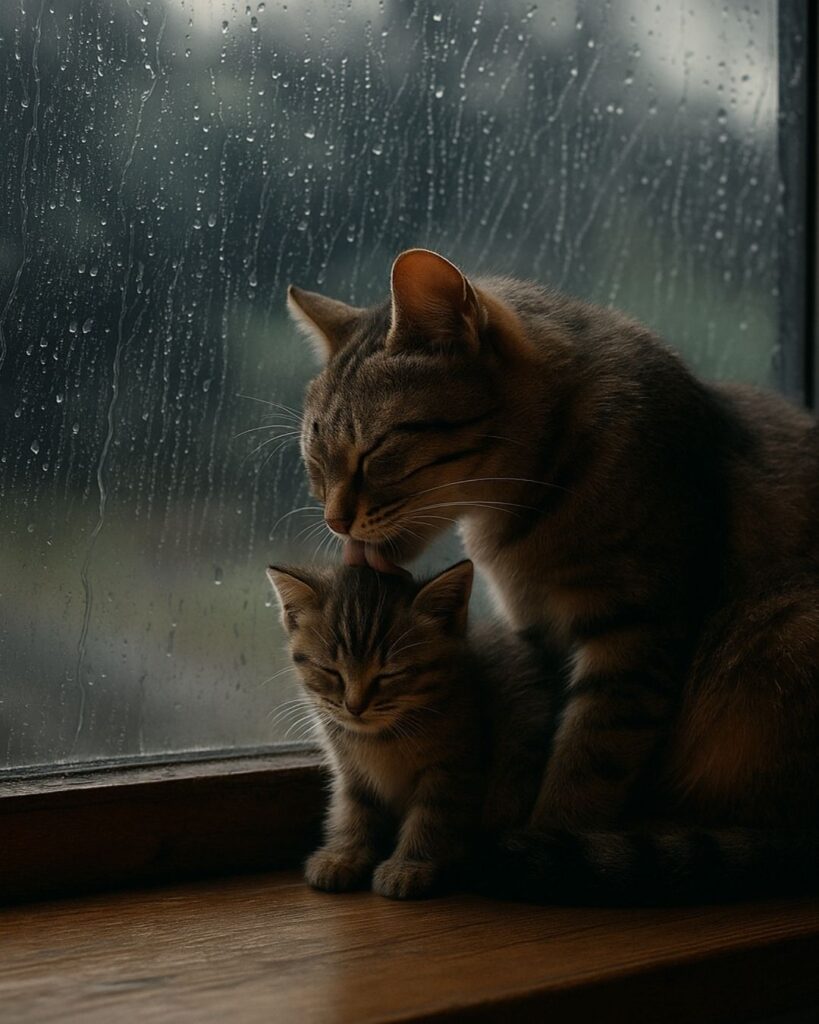 わたぼうし短歌帖「風雨鳴る 窓を隔てて 毛づくろい
猫のしぐさに 静けさぞしる」短歌イメージ画像