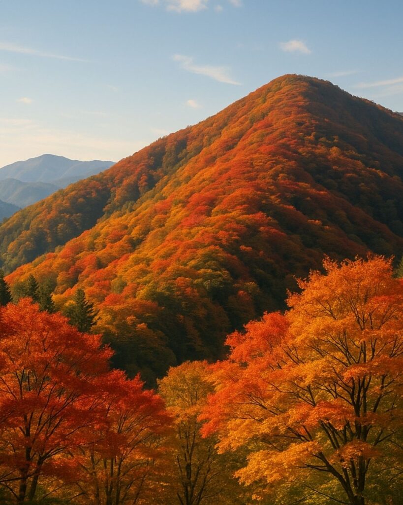 末吉俳句日記「秋山を 駆けるごとくに 錦染む」俳句イメージ画像