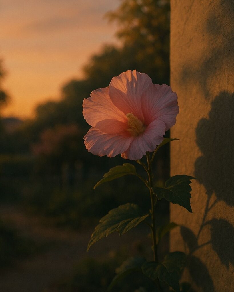 末吉俳句日記「夕暮れに 影を宿せし 芙蓉花」俳句イメージ画像