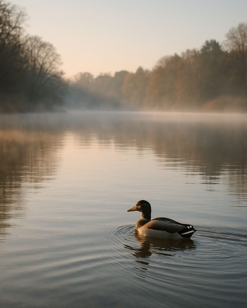 わたぼうし短歌帖「澄む池に 鴨のひと声 さざめきて
心音幽かに 命あたたし」短歌イメージ画像