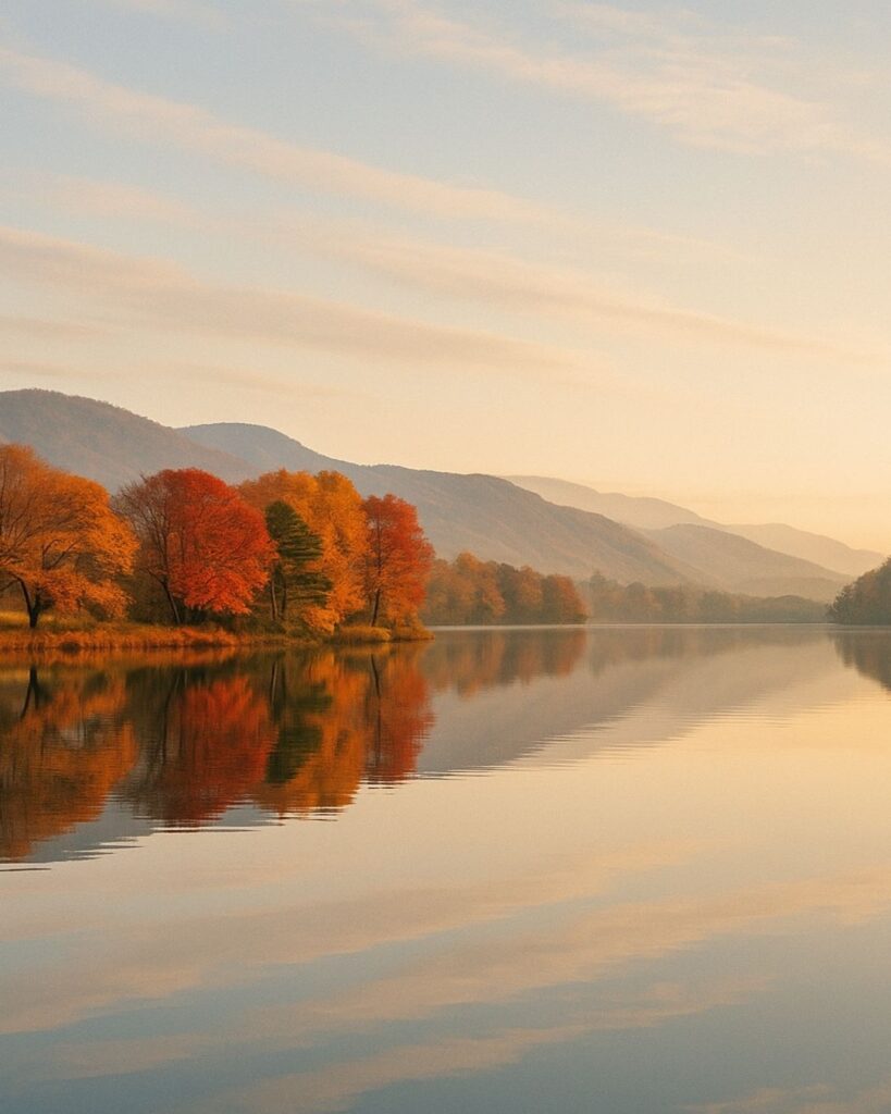 わたぼうし短歌帖「秋もはや　映る世界を　重ねをり
風なき空へ　時はたゆたふ」短歌イメージ画像