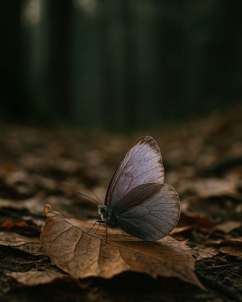 末吉俳句日記「森々と ねだりて蝶は 枯葉見ゆ」俳句イメージ画像