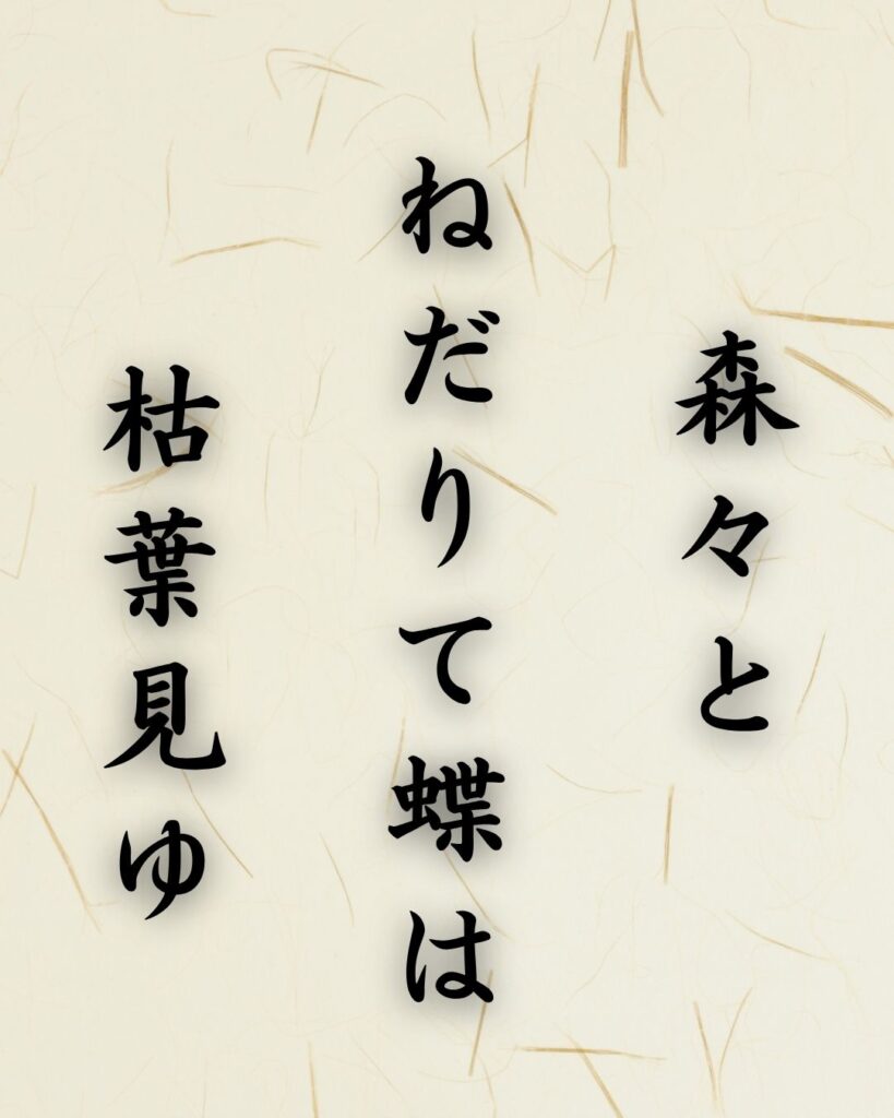 末吉俳句日記「森々と ねだりて蝶は 枯葉見ゆ」俳句イメージ画像