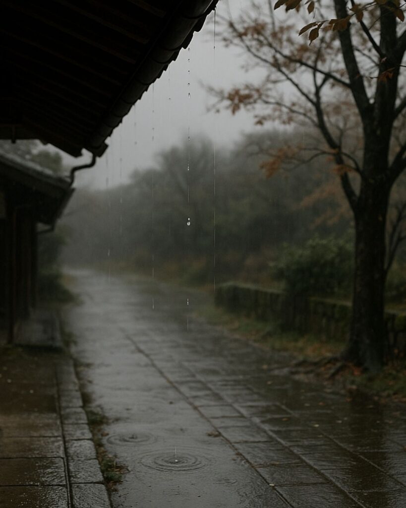 わたぼうし短歌帖「しぐれ来て 雀のあとに 音ひとつ
ときのひかりを 肌に覚ゆる」短歌イメージ画像