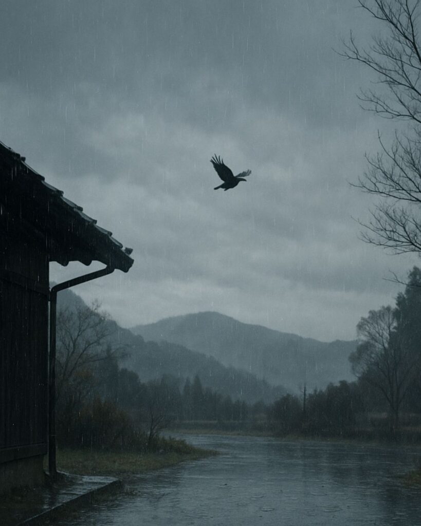 わたぼうし短歌帖「しぐれ来て 雀のあとに 音ひとつ
ときのひかりを 肌に覚ゆる」短歌イメージ画像