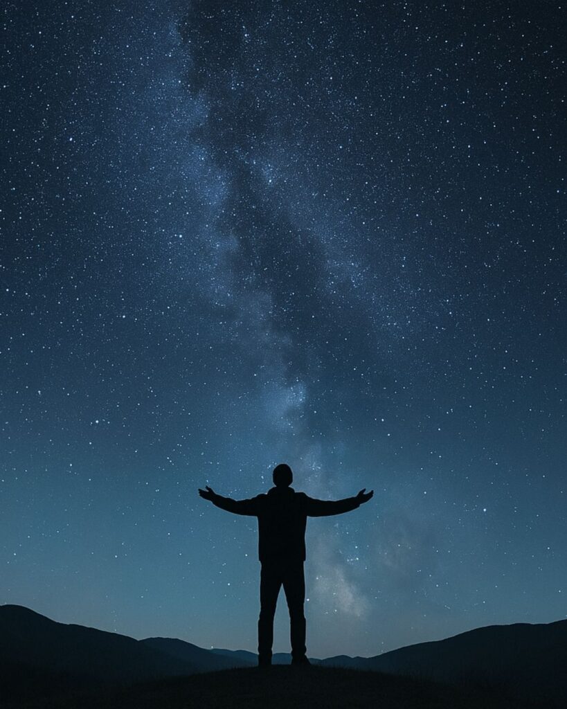 わたぼうし短歌帖「星海を かぎりの世へと 重ね見て
ひかり降るごと 胸に染みたり」短歌イメージ画像