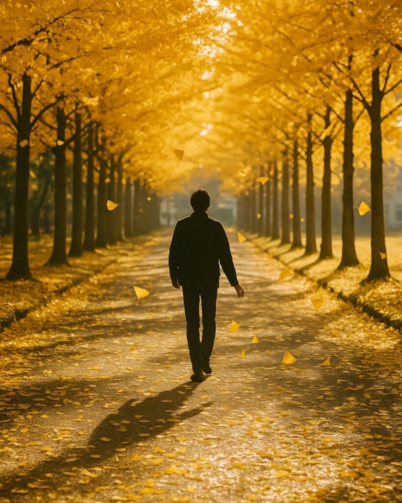 わたぼうし短歌帖「落葉へと 拾う心の 揺れうつり
迷いはそっと 風にほどけぬ」短歌イメージ画像