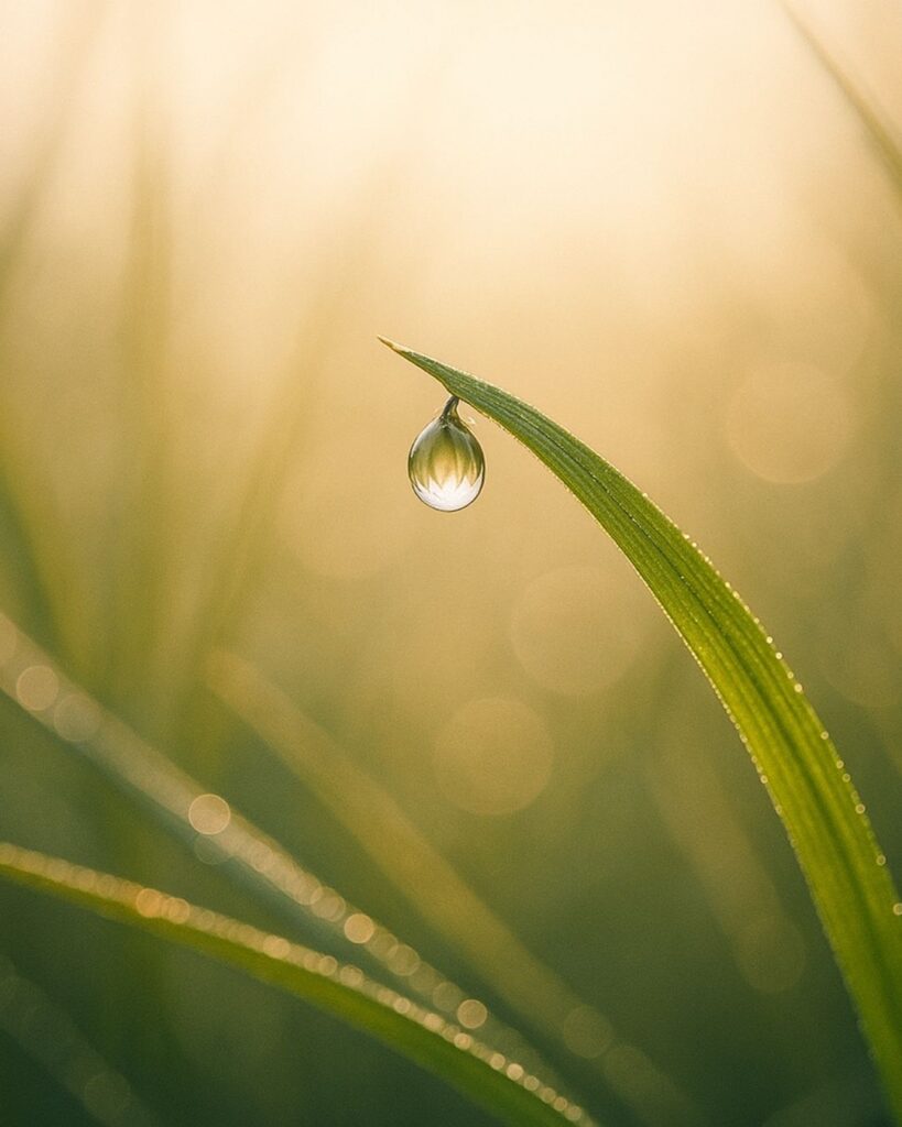 わたぼうし短歌帖「白露に 託す一粒 切なさを
落ちる運命と 心通わじ」短歌イメージ画像