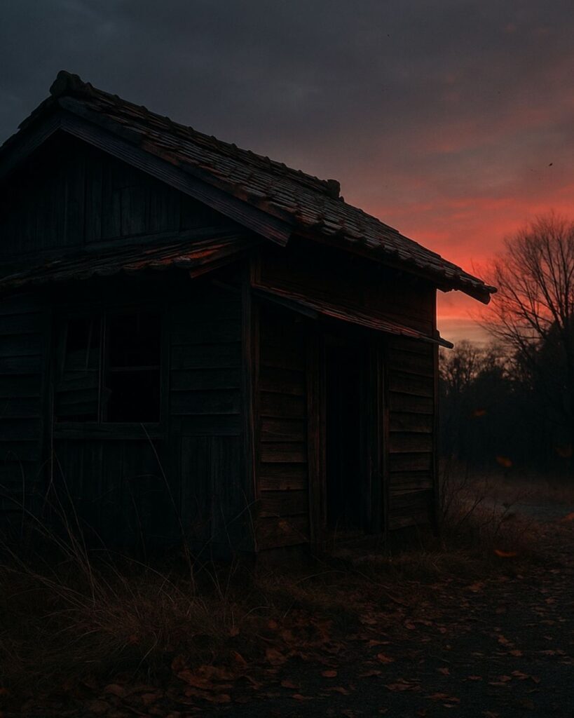 わたぼうし短歌帖「北風を　廃屋抜けて　身を掠め
短き夜さえ　寂し染みおり」短歌イメージ画像