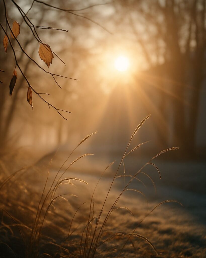 わたぼうし短歌帖「こがらしの 朝をふるわせ 染む光
はじまり告ぐる やわきひと陽」短歌イメージ画像