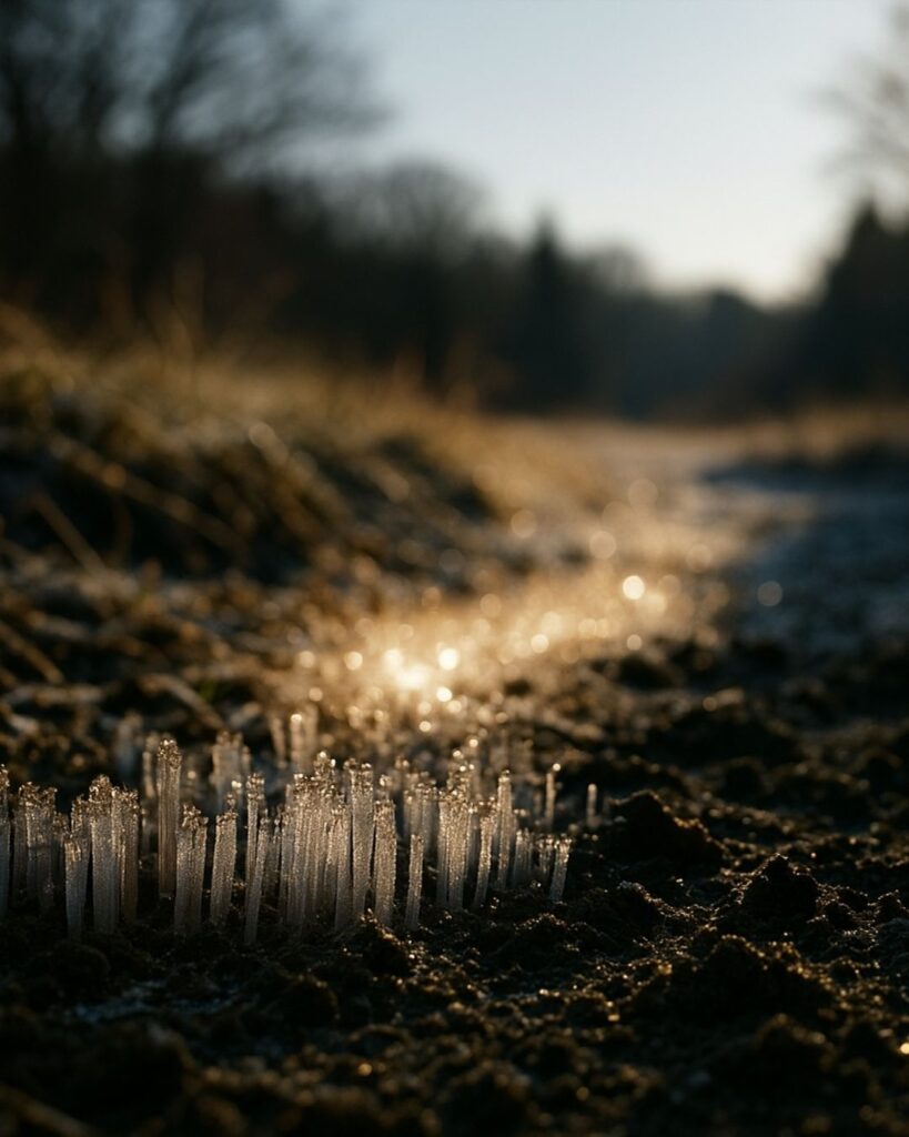 末吉俳句日記「霜柱 踏めば日向に 響きけり」俳句イメージ画像