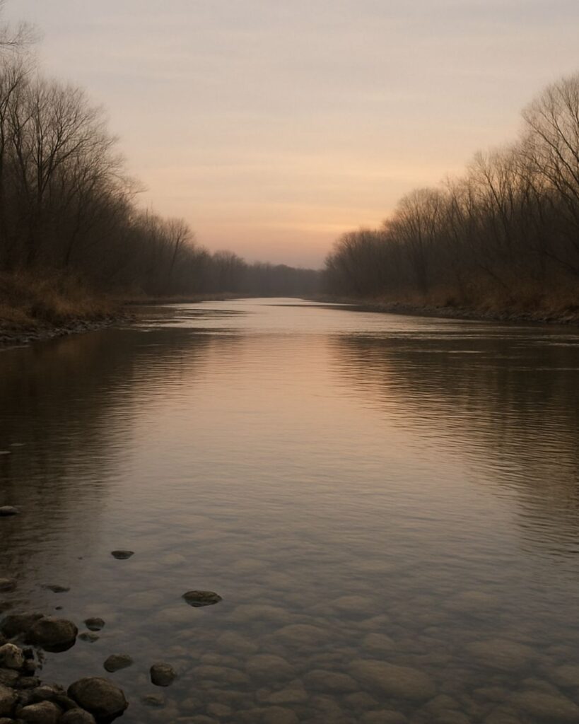 末吉俳句日記「冬川の 底あらわなり 夕まぐれ」俳句イメージ画像