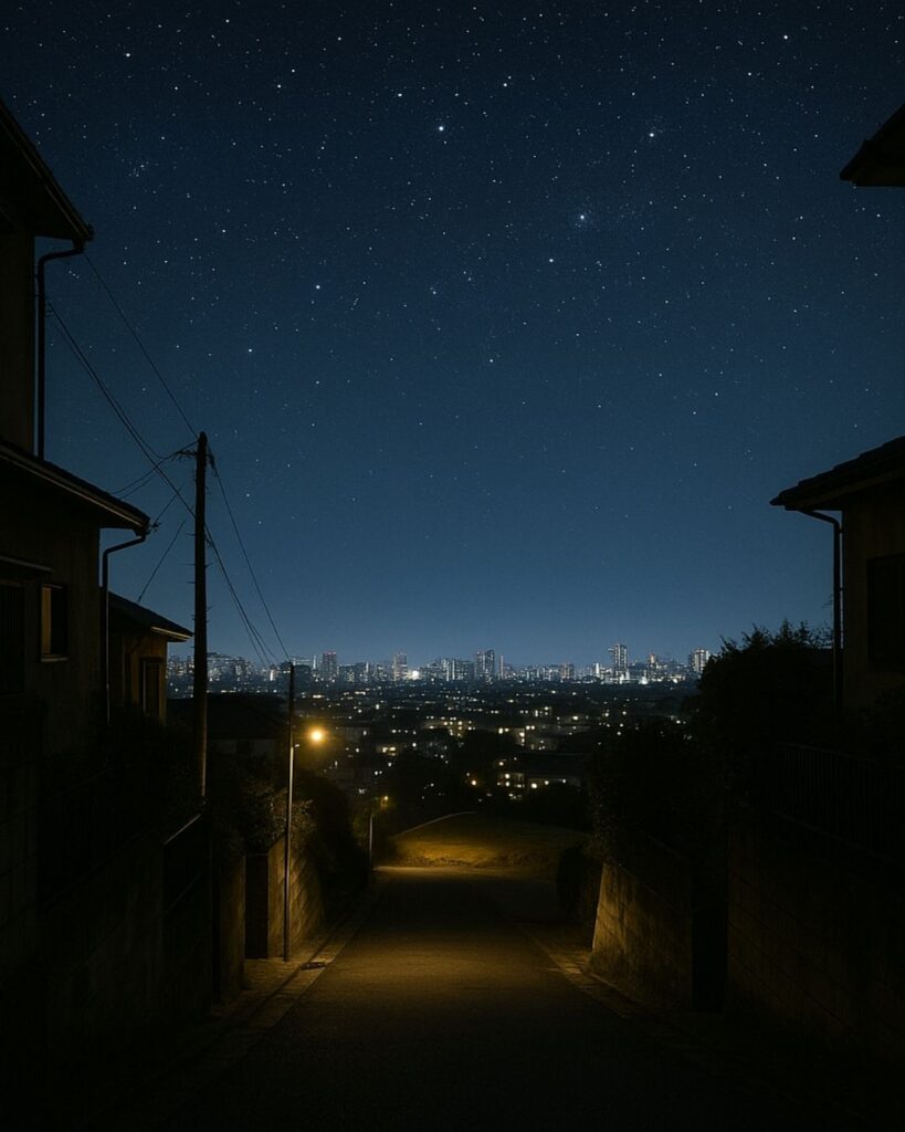 末吉俳句日記「寒星や　路地の先より　夜見ゆる」俳句イメージ画像