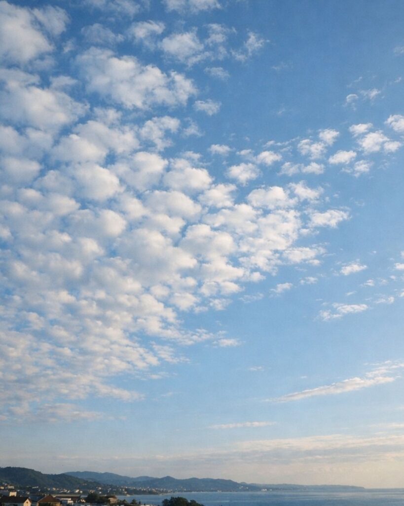 末吉俳句日記「ひつじ雲 振り向くやうに 年のくれ」俳句イメージ画像