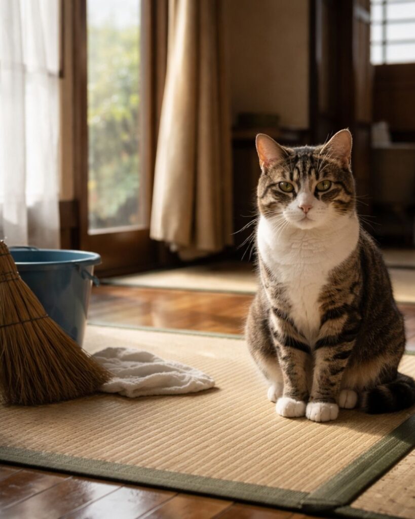 末吉俳句日記「掃納 見られてゐたり 猫の髭」俳句イメージ画像