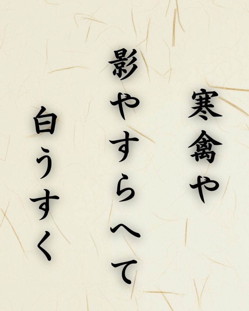 末吉俳句日記「寒禽や 影やすらへて 白うすく」俳句テキスト画像