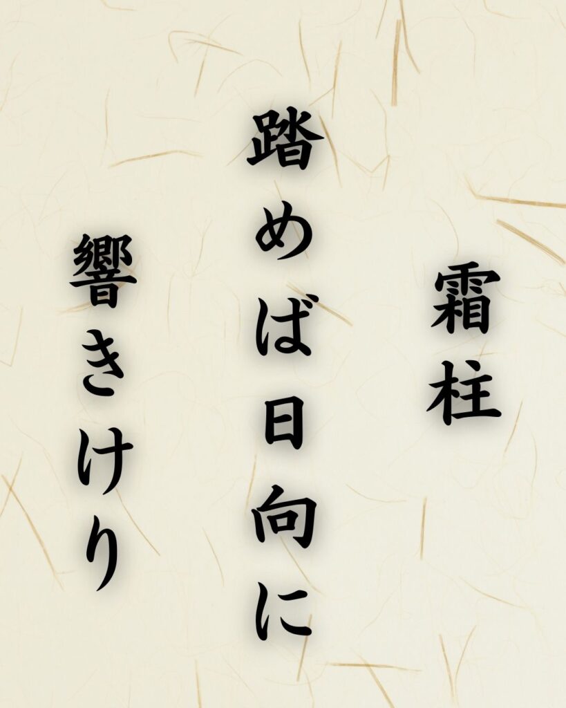 末吉俳句日記「霜柱 踏めば日向に 響きけり」俳句テキスト画像