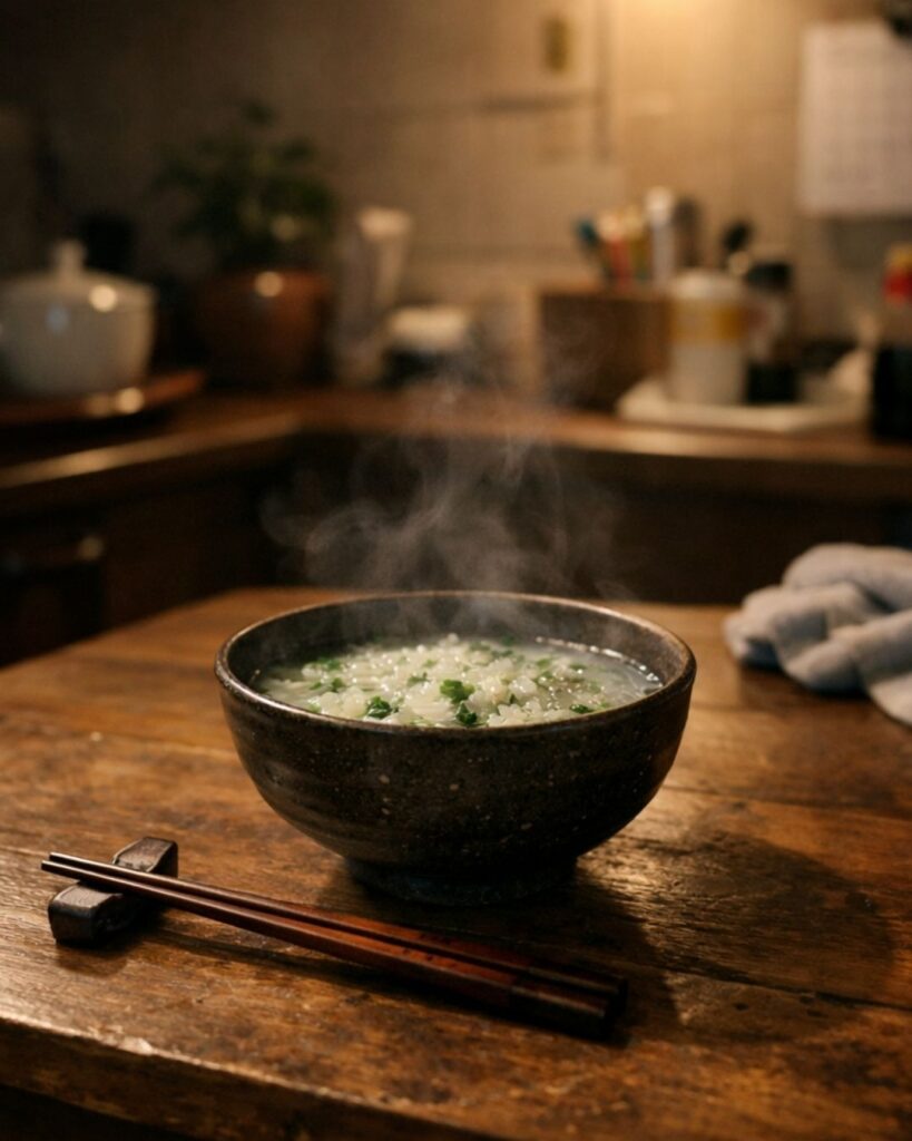 末吉俳句日記「七草や ひと息置きて 粥しみて」俳句イメージ画像