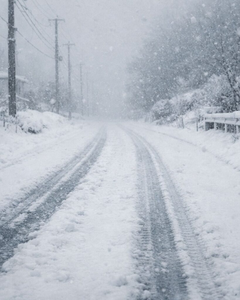 末吉俳句日記「轍埋め　ただ降る雪の　しづけさよ」俳句イメージ画像